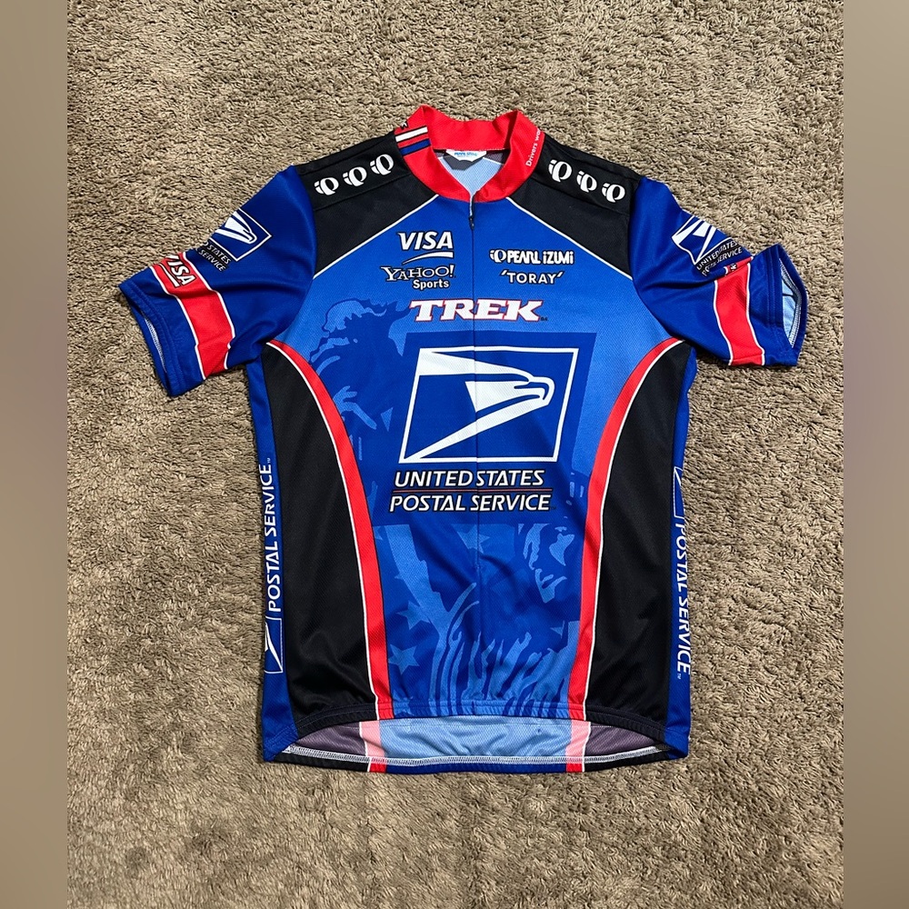 Vintage USPS Mailman cycling “triple blue” shirt 00s size 2XL